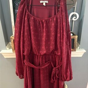 Accidentally In Love Deep Red Long Sleeve Dress